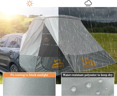 Miniatura 4 de Hasika Toldo para tienda de campaña, toldo para camping, viajes por carretera, parque, impermeable, 118.110 in, UPF 50+, color gris (grande)
