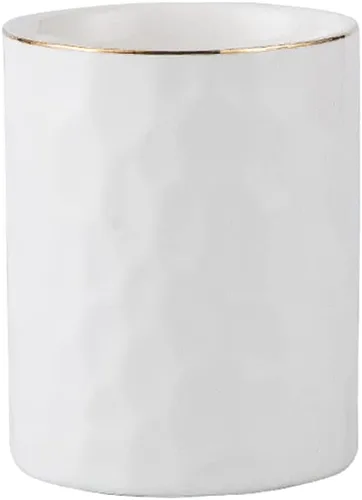 Soporte de Bolígrafos de Cerámica Caddy, Taza, Organizador de Lápices, Soporte para Brochas de Maquillaje para Escritorio de Oficina en Casa (Blanco)