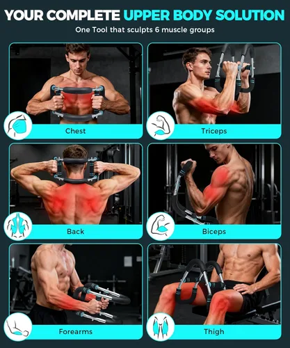 Miniatura 4 de BAGAIL Entrenador de brazo Twister, resistencia de 5 o 9 niveles (30-140 libras) para entrenamiento de pecho y brazos, equipo de entrenamiento
