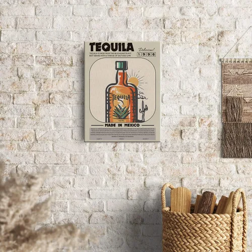 Miniatura 4 de Divertida impresión en lienzo de cóctel para decoración de pared de tequila, 12 x 15 pulgadas, decoración moderna para el hogar, cocina, bar