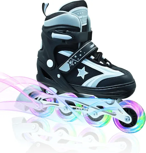 Miniatura 9 de Patines en línea para niños y niñas de 6 a 12 años, patines ajustables para principiantes con ruedas iluminadas para niños, jóvenes y adolescentes