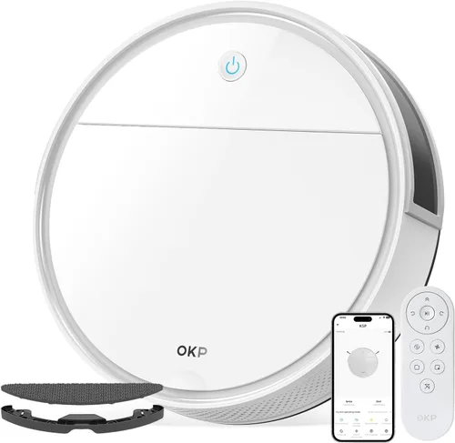 Miniatura 9 de OKP Robot Aspirador y Fregona Combo K5 Ultra Pequeño Limpiador Robótico con Navegación ToF LiDAR, 6000 Pa de Succión, Control WiFi/App/Alexa, 170