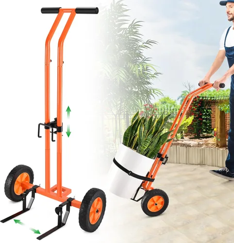 Miniatura 8 de Carrito de plantas con ruedas, carrito de plantas resistente con brazo de agarre ajustable y ventosas para macetas, carrito de mudanza de macetas