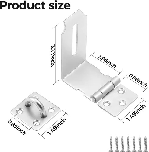 Miniatura 2 de Hasp Latch - Paquete de 3 unidades, 90 grados sólido de acero inoxidable 304, cerradura de cajón de escritorio, cerradura de seguridad segura