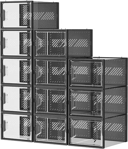 Miniatura 9 de SIMPDIY - Paquete de 12 cajas de almacenamiento de zapatos XL, organizador de zapatos para armario, cajas de almacenamiento de zapatos de plástico
