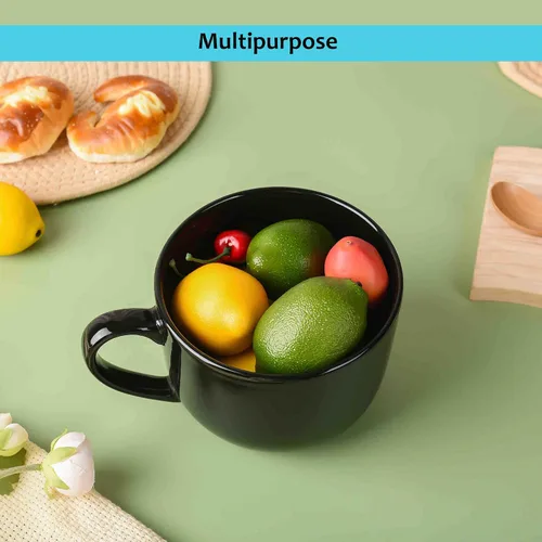 Miniatura 5 de 50oz gran taza de sopa de cerámica con asas para café, té, helado, cereal (negro)