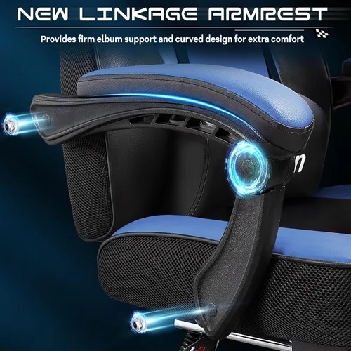Miniatura 7 de Silla de videojuegos para adultos, silla de juegos con reposapiés, silla de computadora grande y alta con soporte lumbar de masaje, capacidad