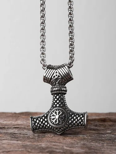 Miniatura 5 de HAQUIL Mjolnir Necklace, Viking Norse Thor Hammer Mjolnir Pendant, Viking Jewelry Gift for Men Women