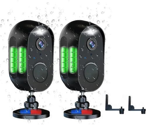 LETSCEE Cámaras para Seguridad del Hogar Interior y Exterior, Cámaras de Seguridad Inalámbricas para Exteriores con Batería Recargable y WiFi,