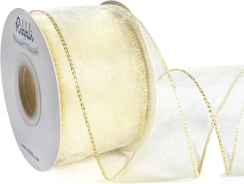 Miniatura 31 de Ribbli Cinta negra de organza con alambre, color negro transparente con borde metálico, 2-1/2 pulgadas x 20 yardas, cinta para árbol de Navidad