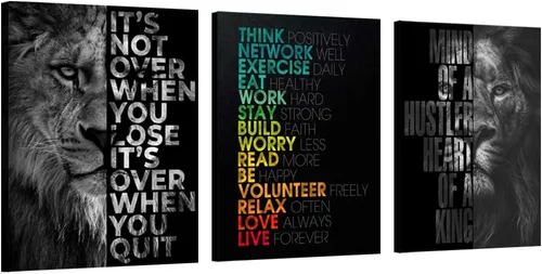 Miniatura 27 de Arte de pared motivacional para oficina, lienzo inspirador, arte de pared, póster de ajetreo, impresión de cita de empresario, pintura de pared, 3