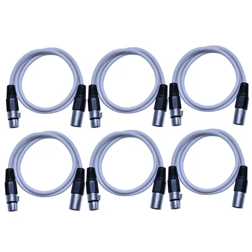 Miniatura 40 de Seismic Audio SAXLX-2Brown-Paquete de 6 cables de conexión XLR de 2 pies marrones - Cables de micrófono - Cables XLR macho a hembra - 2 pies