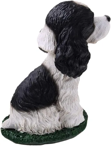 Miniatura 2 de Animal Den Cocker Spaniel - Figura de perro Bobblehead en blanco y negro para tablero de automóvil, accesorio divertido