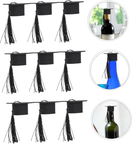 Miniatura 9 de 20 piezas de mini sombrero de doctor accesorios para fotos de graduación, sombreros de doctorado, decoración de tapa de botella de graduación