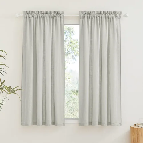 Miniatura 35 de RYB HOME Cortinas extralargas de 108 pulgadas de largo, transpirables con bolsillo para barra, cortinas traslúcidas blancas para sala de estar