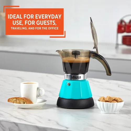 Miniatura 7 de IMUSA Cafetera Eléctrica de Espresso de 3 o 2 Tazas, Verde Azulado