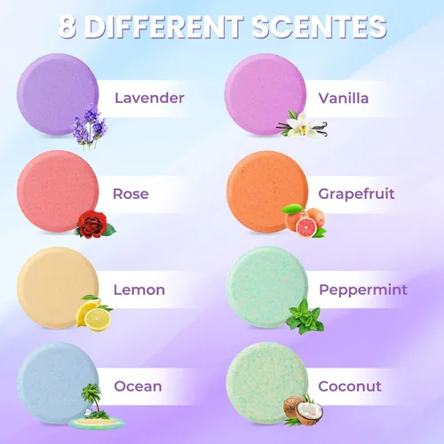 Miniatura 2 de CalmNFiz Vapores de ducha 8 aromas, bombas de ducha y baño con fragancias orgánicas y naturales para adolescentes y adultos, regalo de cumpleaños