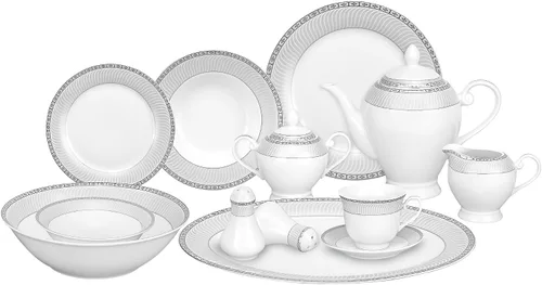 Miniatura 6 de Lorren Home Trends Juego de vajilla de porcelana de 57 piezas, Iris, servicio para 8