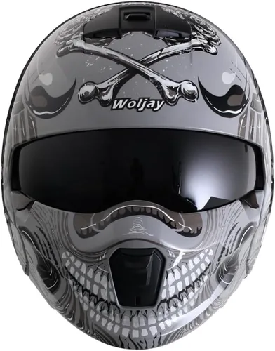 Miniatura 3 de Casco de cara abierta de cara completa, cascos modulares de motocicleta con luz LED para adultos, unisex, para adultos, scooter, bicicleta de calle