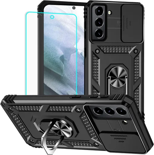 Miniatura 43 de HNHYGETE Funda para Samsung A13 5G, Galaxy A13 5G con protector de pantalla, soporte giratorio de grado militar de 360° (resistente), fundas Negro