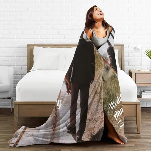 Miniatura 3 de Manta personalizada con foto y texto personalizado, manta para papá con imágenes de regalo para bebés, amigos, amantes y mascotas, manta 1-2 Foto