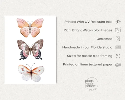 Miniatura 2 de Arte de pared de mariposas - Decoración de mariposas rosadas - Impresión artística de acuarela - 11 x 14 - Póster sin marco