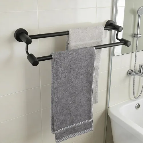 Miniatura 6 de TocTen Barra Doble para Toallas de Baño – Toallero reforzado de acero inoxidable SUS304 para baño, accesorios de baño, barra doble para toallas