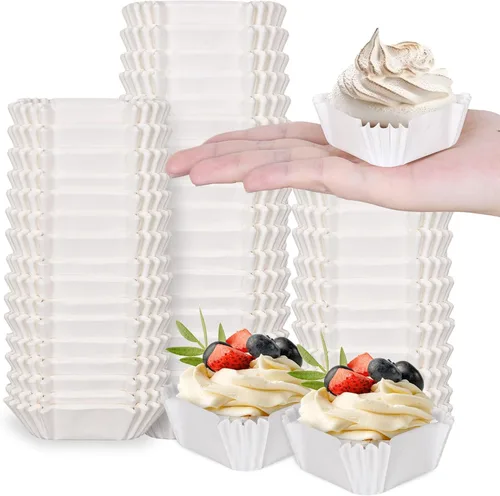 Miniatura 10 de Whaline 500 piezas de forros cuadrados marrones para cupcakes, desechables, brownie, tazas para hornear, color café, envoltorios para cupcakes
