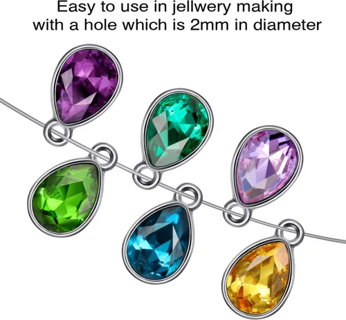 Miniatura 3 de Hicarer 52 colgantes de gota de agua, abalorios de cristal, diamantes de imitación, lágrima, joyería para mujer, fabricación de collares, joyas
