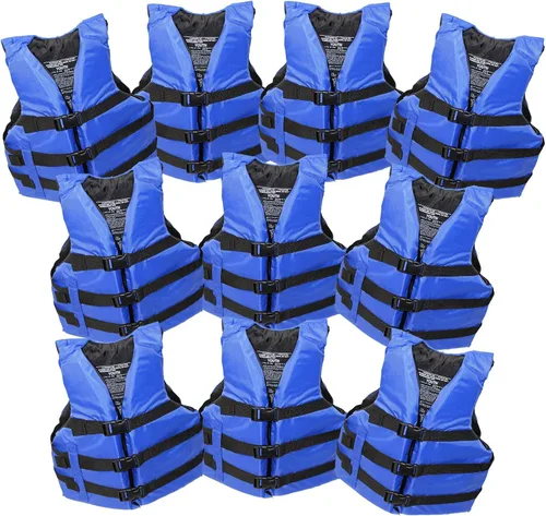 Paquete de 10 chalecos salvavidas sin marca; chaleco salvavidas PFD aprobado por la Guardia Costera tipo III PFD, dispositivo de flotación; moto