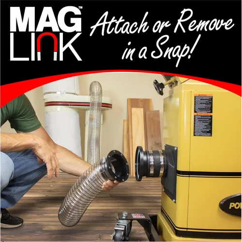 Miniatura 3 de Fulton Woodworking Tools Kit de iniciación MagLink de 4 pulgadas, accesorios magnéticos de conexión rápida para colectores de polvo, mueve