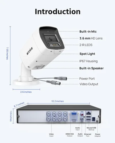 Miniatura 8 de ANNKE - Sistema de cámara de seguridad de audio bidireccional 3K, DVR H.265+ de 8 canales con detección de vehículos y humanos AI, 4 cámaras CCTV