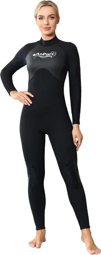 Miniatura 8 de Traje de neopreno de 0.118 pulgadas para mujer, natación en agua fría con cremallera trasera, adecuado para buceo, natación, surf, esnórquel y otros