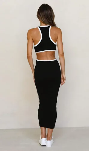 Miniatura 3 de NauLon Vestido ajustado sexy para mujer, cintura recortada, espalda abierta, longitud hasta el tobillo, acanalado, fiesta, club, mini vestidos midi