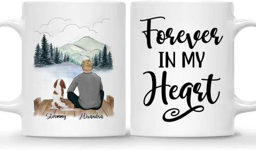 Gossby Taza personalizada para papá con perro, Forever in My Heart, regalo personalizado para hombres amantes de los perros con diseño, nombres, 1