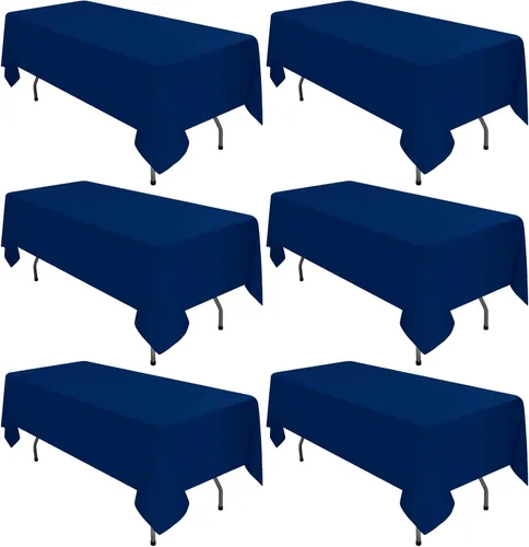 Miniatura 49 de Paquete de 10 manteles de poliéster de 60 x 102 pulgadas, manteles de poliéster beige para mesas rectangulares de 6 pies, resistentes a las manchas