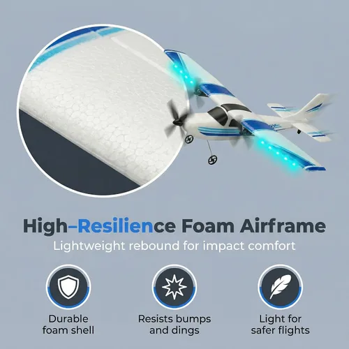 Miniatura 9 de Avión RC, avión RC, 2.4 GHz, 2 canales RTF RC con giroscopio de 3 ejes para principiantes, juguetes fáciles de acelerar con 2 baterías adicionales