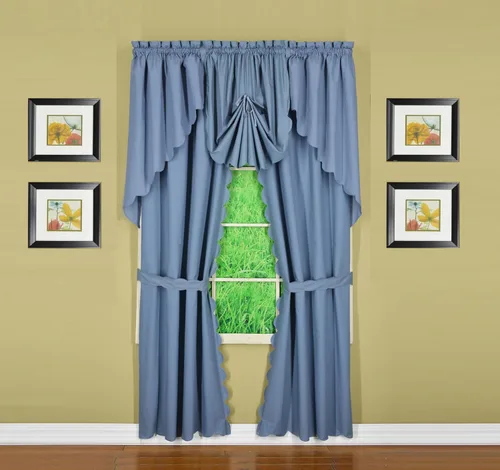Miniatura 13 de Today's Curtain, Orleans - Cortina festoneada, inserto de ventilador azul, 30 pulgadas de ancho x 40 pulgadas de largo, azul