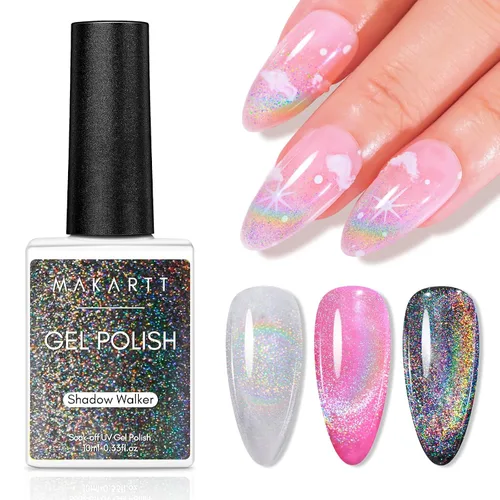 Miniatura 15 de Makartt - Esmalte de uñas en gel claro con efecto floreciente, 15ml, UV LED, que se quita con remojo, para arte de uñas, efecto de dispersión