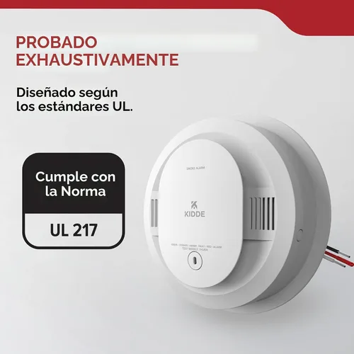 Miniatura 5 de Kidde, 20SAR, detector de humo cableado, batería de reserva AA, interconectable, indicadores de luz de advertencia LED