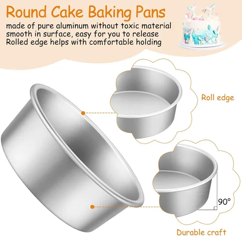 Miniatura 3 de Mumufy Juego de 9 moldes redondos de aluminio antiadherentes para tartas pequeñas, herramientas redondas para hornear pasteles de queso para fiestas