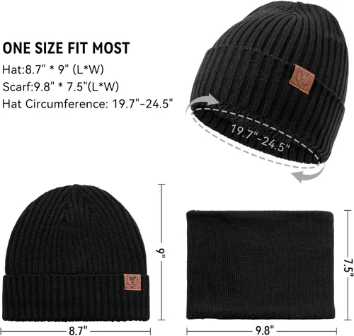 Miniatura 19 de OZERO Juego de 3 piezas de gorro de invierno y bufanda para mujeres y hombres: guantes para pantalla táctil, gorro de punto, calentador de cuello