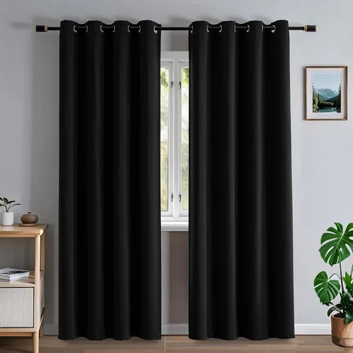 Miniatura 22 de Cortinas 100% opacas de lino sintético, 90 pulgadas de largo, 2 paneles para dormitorio o sala de estar, térmicas y atenuantes, con lengüetas