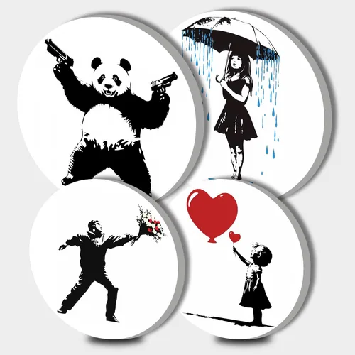 Banksy Fundas para Quemadores de Estufa Eléctrica, Juego Divertido de 4 Redondos de 8 Pulgadas y 10 Pulgadas, Cubierta de Metal para Gas, Ojos