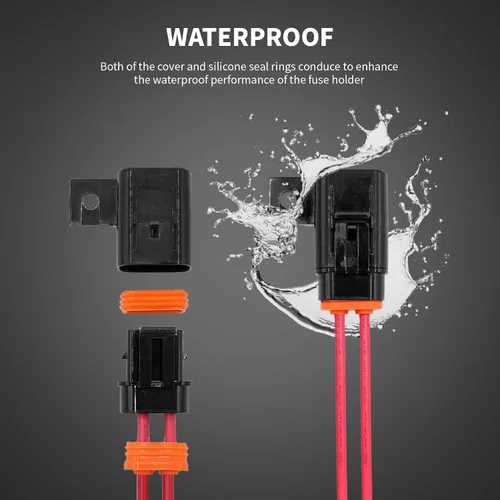 Miniatura 4 de Paquete de 5 resistentes al agua, IP67, portafusibles ATO/ATC en línea, 12 AWG para automóviles, marinos