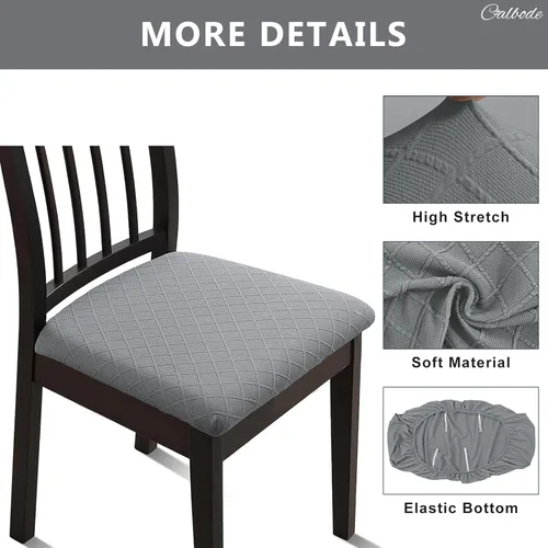Miniatura 2 de CALBODE Juego de 4 fundas de asiento impermeables para sillas de comedor con funda elástica de tela jacquard, fundas extraíbles y lavables
