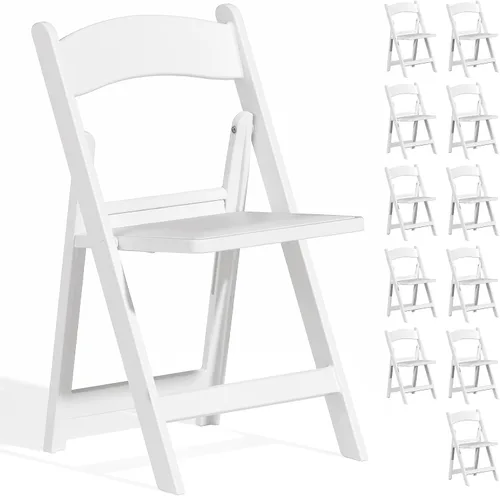 Miniatura 21 de Paquete de 4 sillas plegables de resina, sillas plegables de capacidad de peso de 650 libras con asientos acolchados, silla plegable ligera
