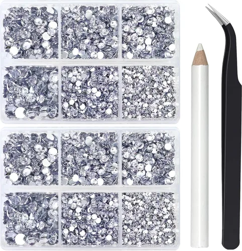 Miniatura 10 de Briskbloom 10000 piezas de diamantes de imitación con parte posterior plana para manualidades, zapatos, ropa, kit de circonita azul/circonita azul