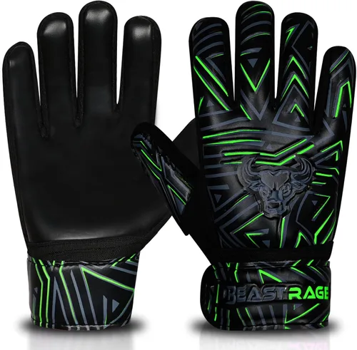 Miniatura 8 de BEAST RAGE Guantes de portero juvenil para niños, niños, niñas, guantes de portero de fútbol antideslizantes palma de látex de 4MM, agarre extra