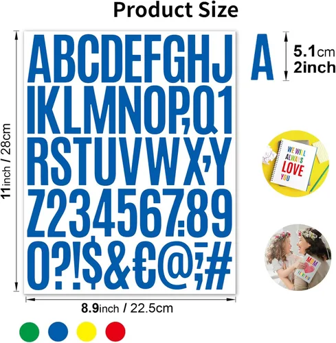 Miniatura 4 de 10 hojas de 500 calcomanías de letras de vinilo, autoadhesivas de números del alfabeto, de 2 pulgadas, impermeables, para buzones, ventanas